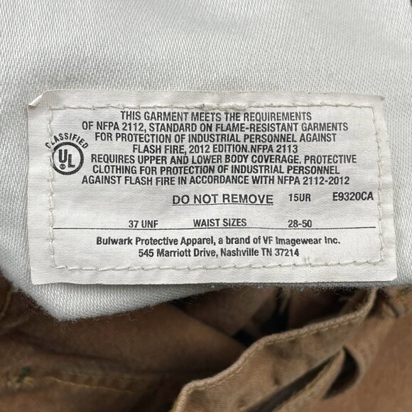 Bulwark FR Pants Mens 36x32 Tan Carpenter Pants Workwear Canvas - Picture 5 of 11